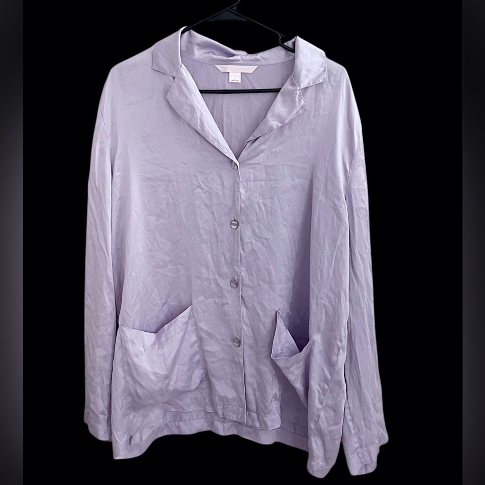 Victoria's Secret Y2k silk Pajama Lavender Button Down Top Sleepwear